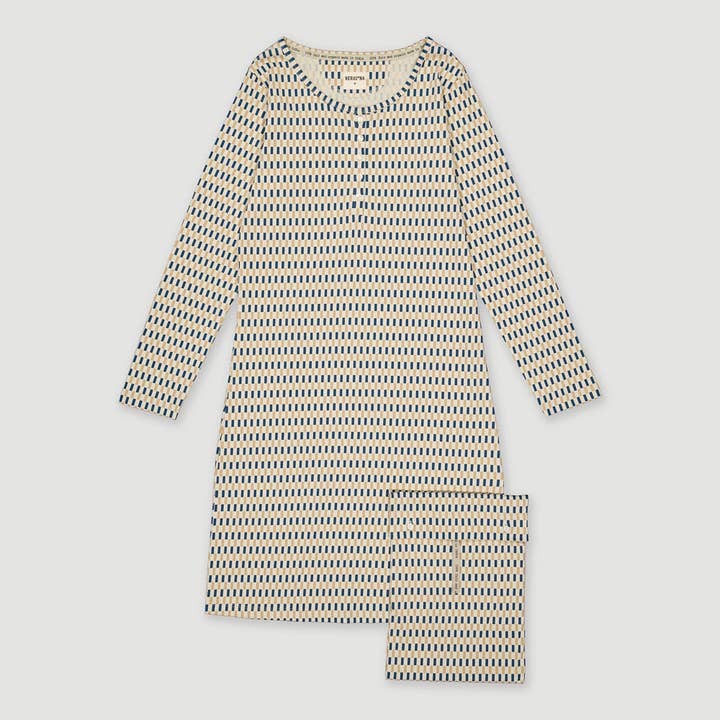 Veraluna Sustainable Clothing - Wholesale Nightgown - Women's - ORGANIC COTTON NIGHTGOWN DELTA GEO TINTA FAIR TRADE