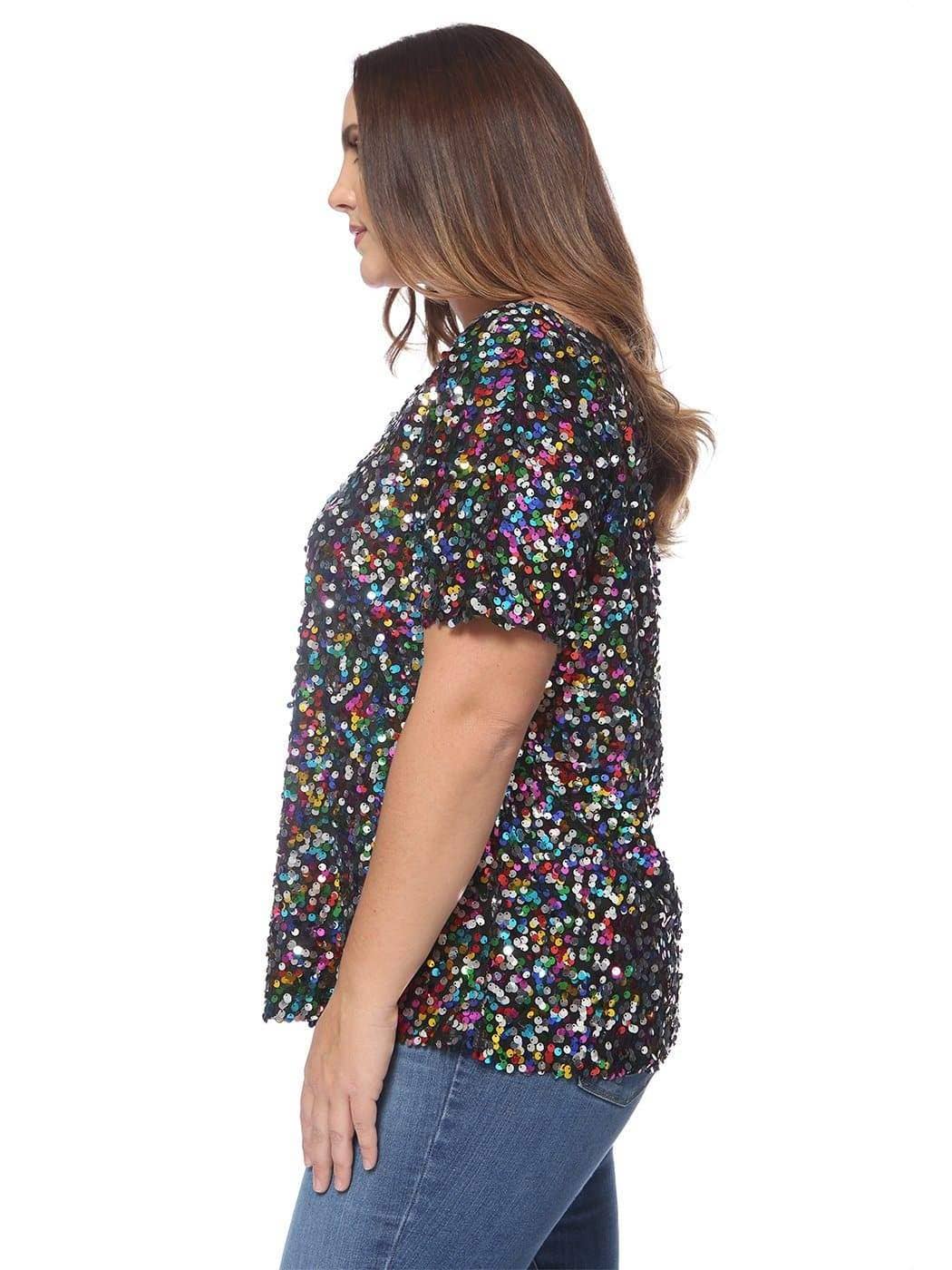 Anna Kaci Wholesale – Großhandel Bluse – Damen – Ein-Schulter-Pailletten-Top in Übergröße85