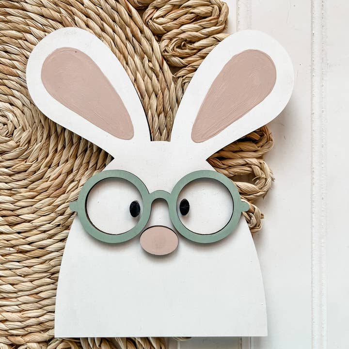 Country Roads Rustic Decor – wholesale DIY-pysselkit – Fristående Kanin Med Glasögon (Oavslutat Gör-det-själv-kit)