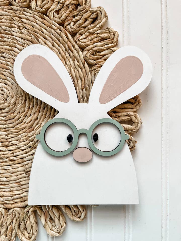 Freestanding Bunny With Glasses (Unfinished DIY Kit) for wholesale by Country Roads Rustic Decor