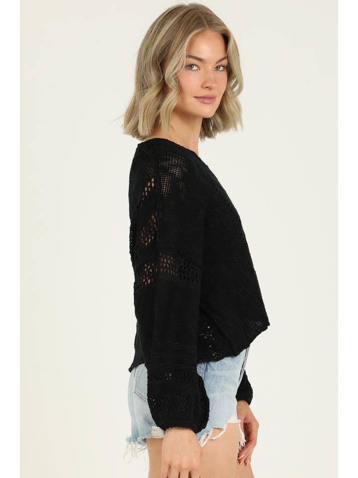 ANGIE - Vendita all'ingrosso Maglione tricot - Donna - Maglione leggero crop con scollo a V dallo stile beachy46