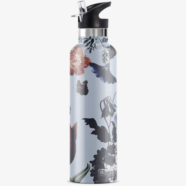 Black NORDIC FLEUR Morning Glory 25 oz Insulated Water Bottle for wholesale on Faire5