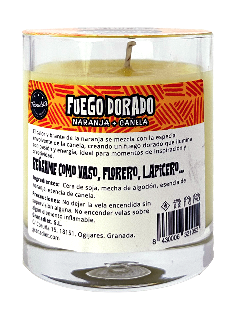 trinidad - Wholesale Jar/filled candle - GOLDEN FIRE CANDLE GLASS 200 ML.1