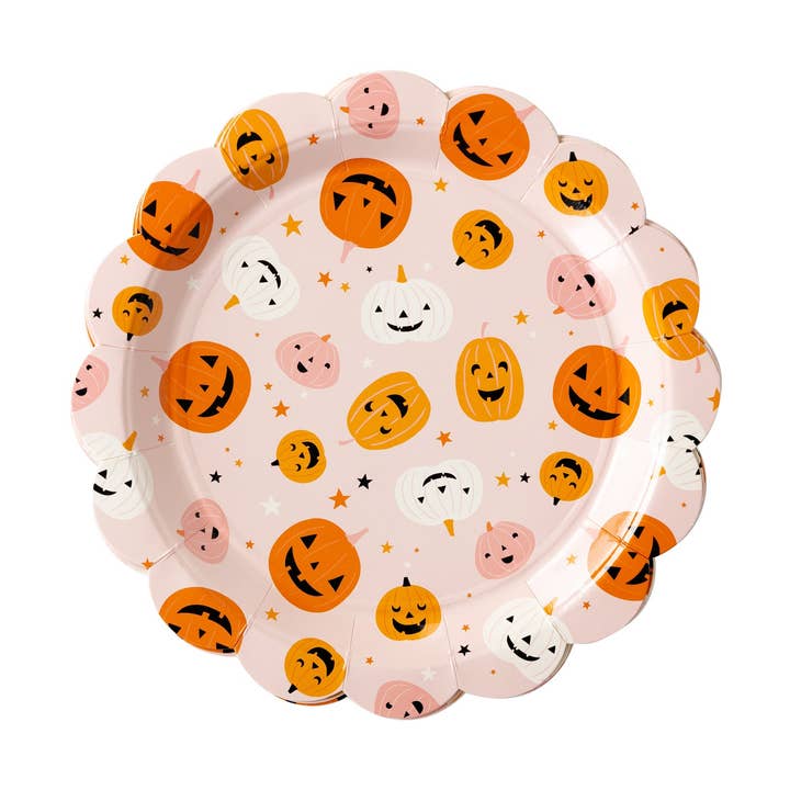 PUM1041 - Hey Pumpkin Scattered Pumpkins Paper Plates for wholesale by My Mind’s Eye