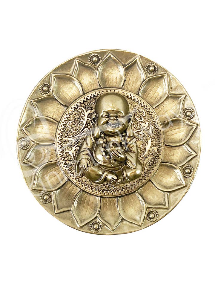 INCENSE HOLDER - HAPPY BUDDHA, GOLD (PK 3) 3.95"L X 0.75"H for wholesale by Oceanic Linkways Inc