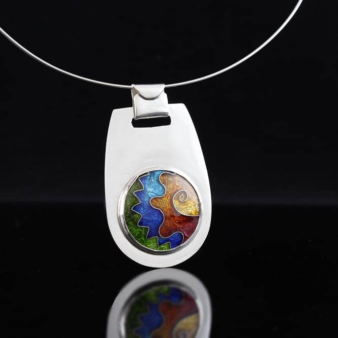 Abstract Circle Cloisonné Enamel Pendant for wholesale by Tonya Butcher Designs