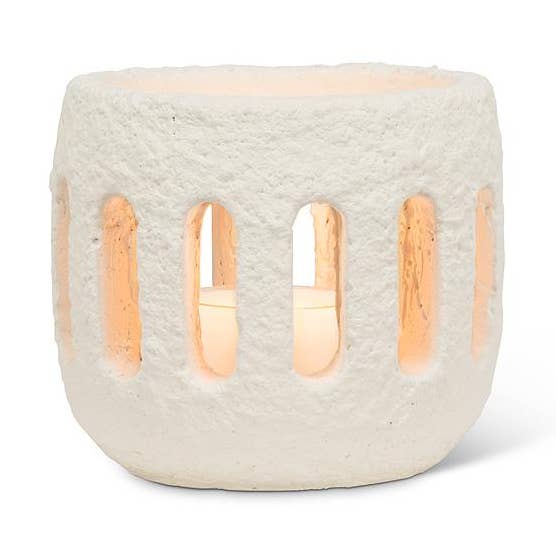 Abbott – wholesale Candle holder – Small Organic Hurricane-Ivory-3"H0