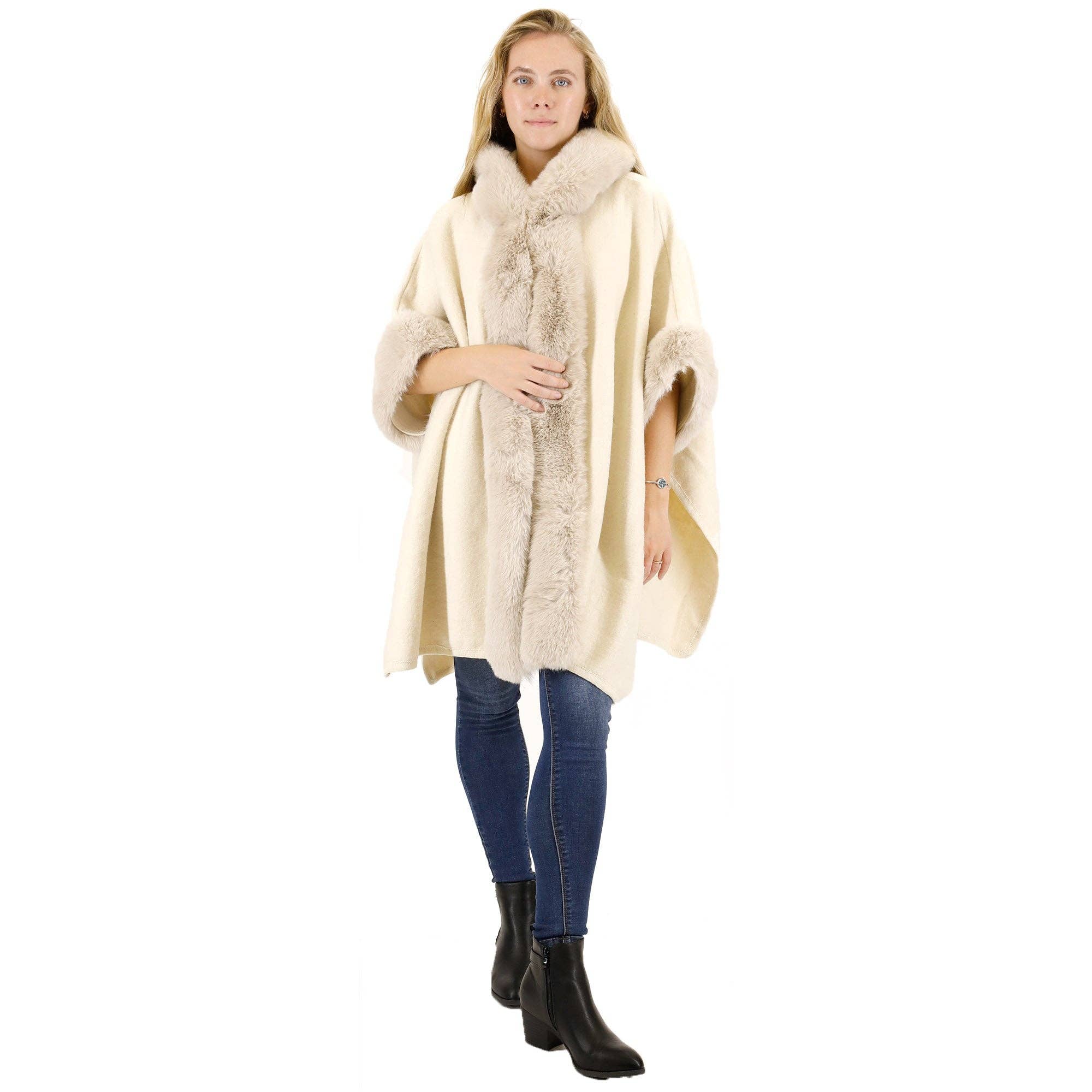 TAPA fashion - Wholesale Fur/Faux Fur Coat - Women's - Fur Hoodie Shawl P183 (3PC)31