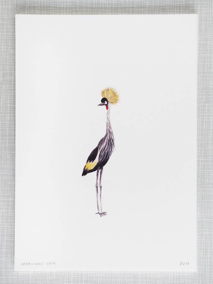 Crane Bird Animal Print A4 size for wholesale by Mary and the Locks