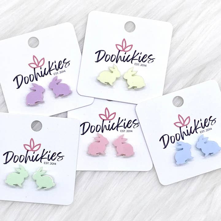 Pendientes de Conejito Pastel de 15 mm - Pendientes de Pascua para venta al por mayor de Doohickies