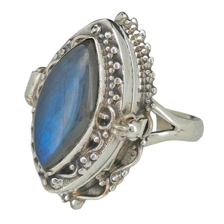 Labradoriet Sterling Zilveren Medaillon / Gifring voor wholesale door Amberman