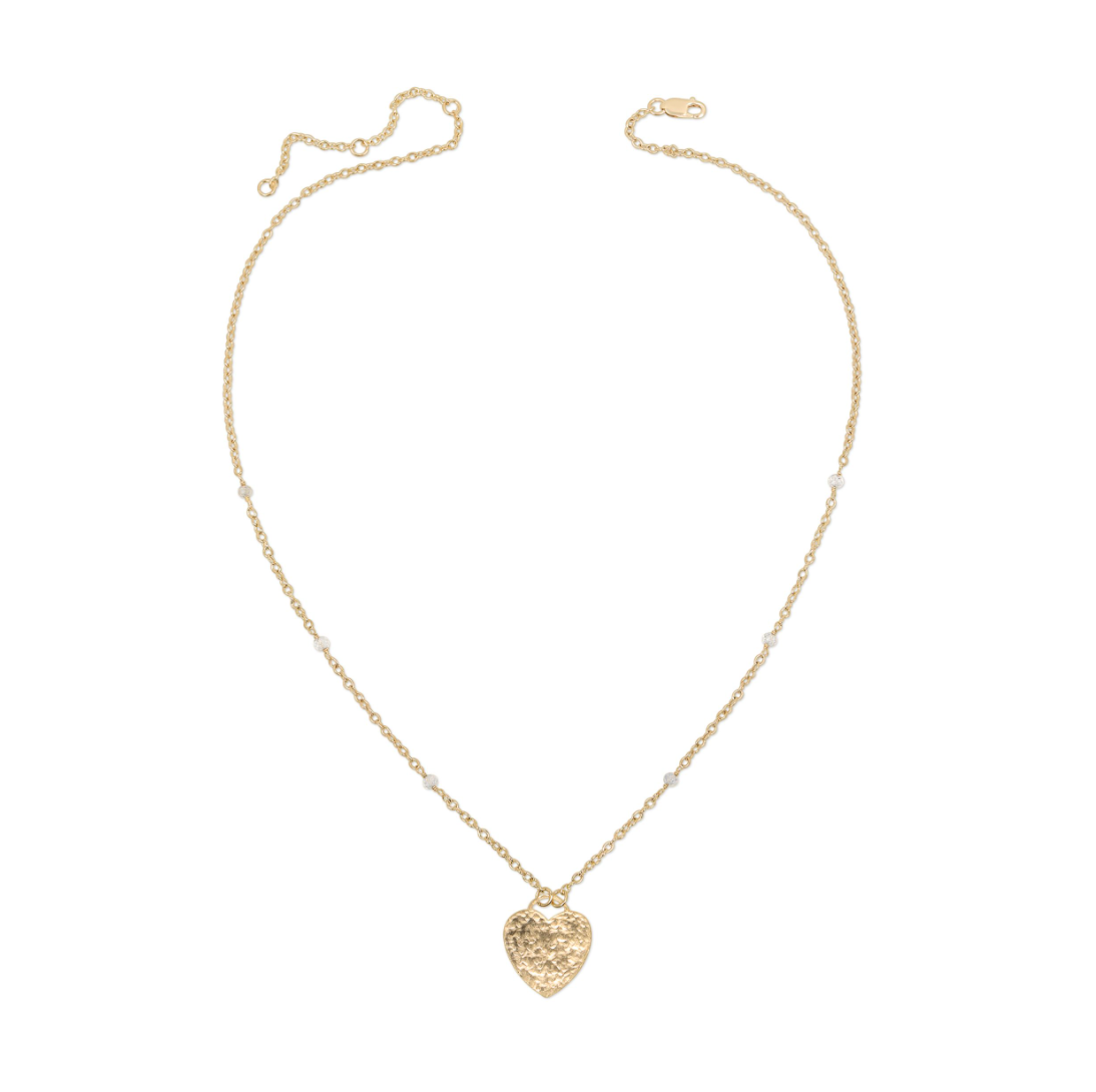 Heather Hawkins - Wholesale Pendant/Charm Necklace - Hammered Padlock Heart Necklace Large - 14K Gold-Filled2