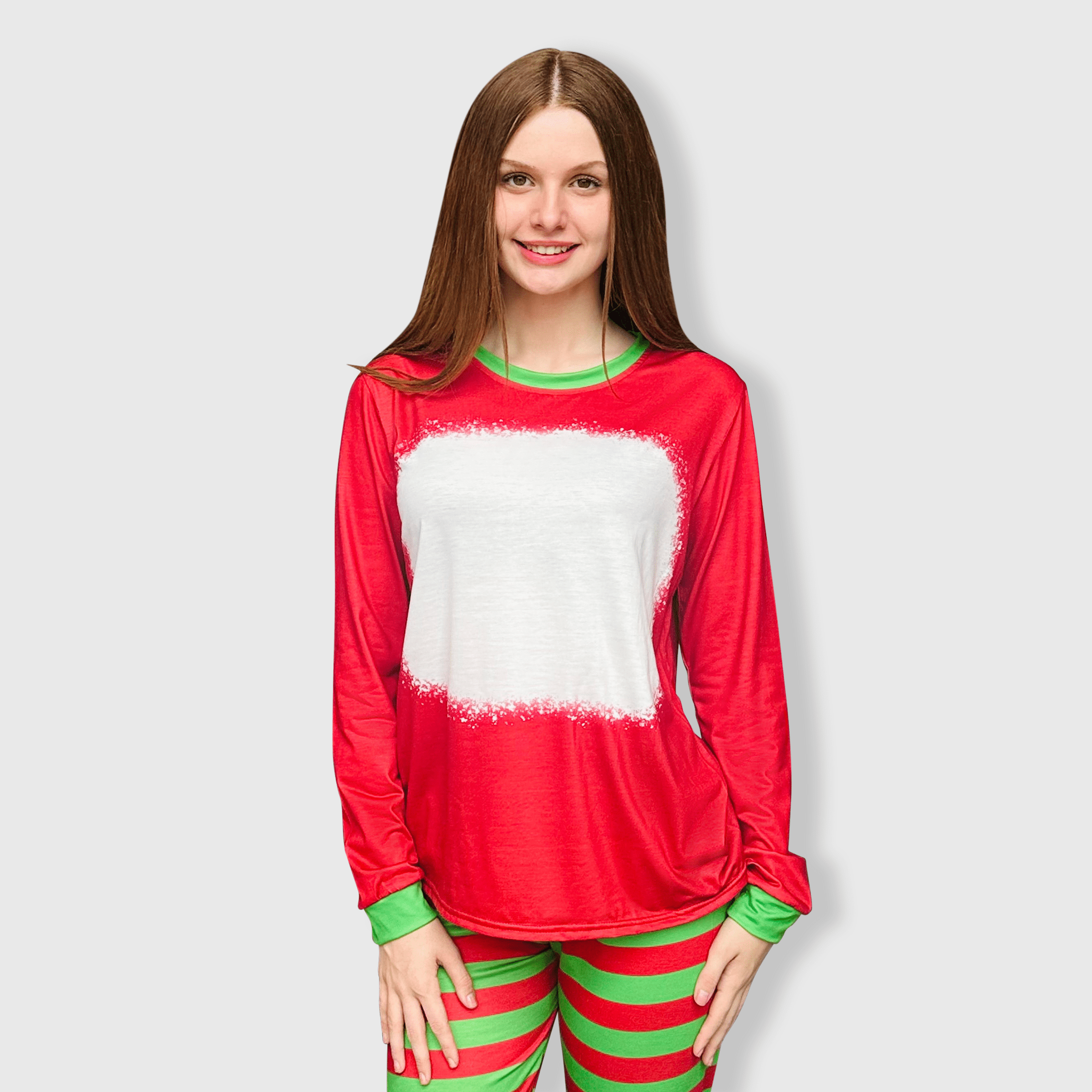 ILTEX Apparel - Wholesale Sleepwear Set - Women's - Christmas FAUX Bleached Red Green Family Pajama Set (Kids & Adult)1