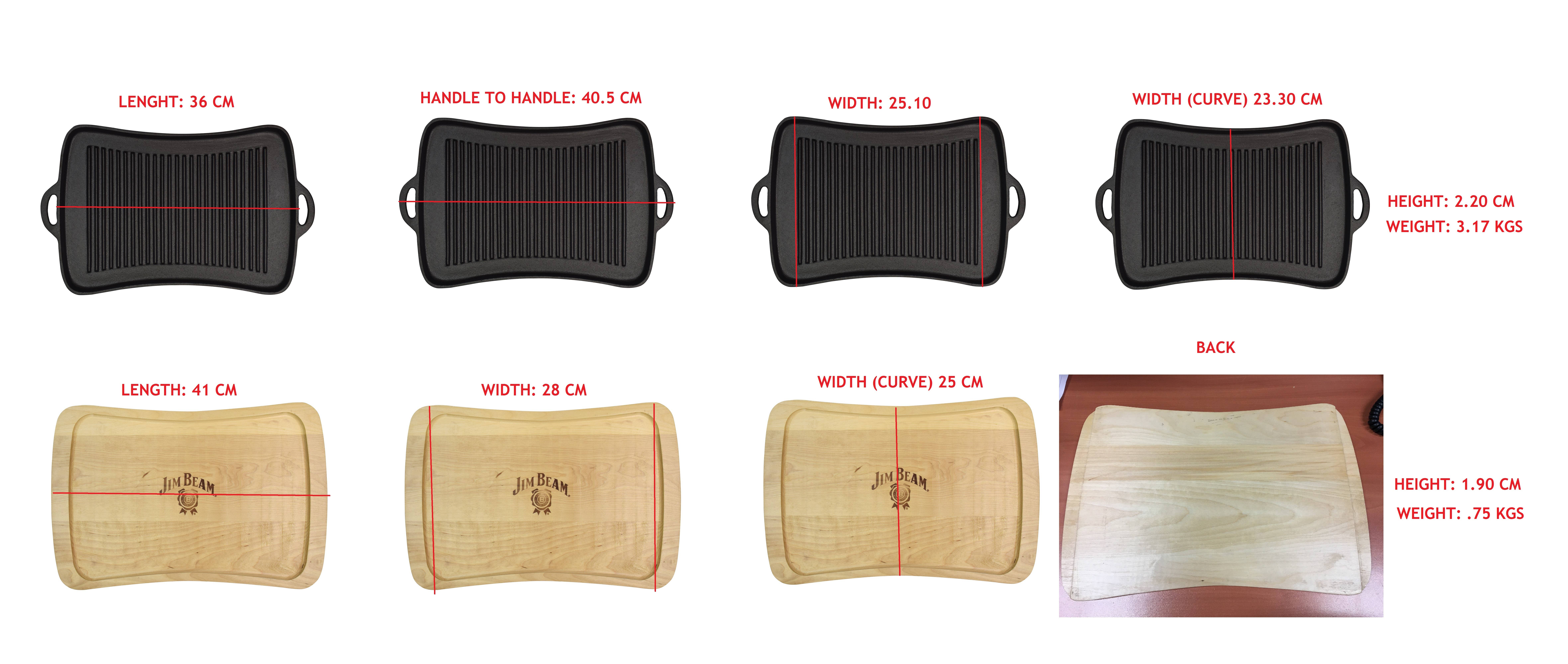 Style Asia - Vente Poêles en fonte - Poêle à fajita en fonte Jim Beam avec dessous de plat en bois6