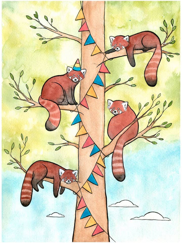Red Pandas Hanging Banner for a Party for wholesale by Danielle V Designs