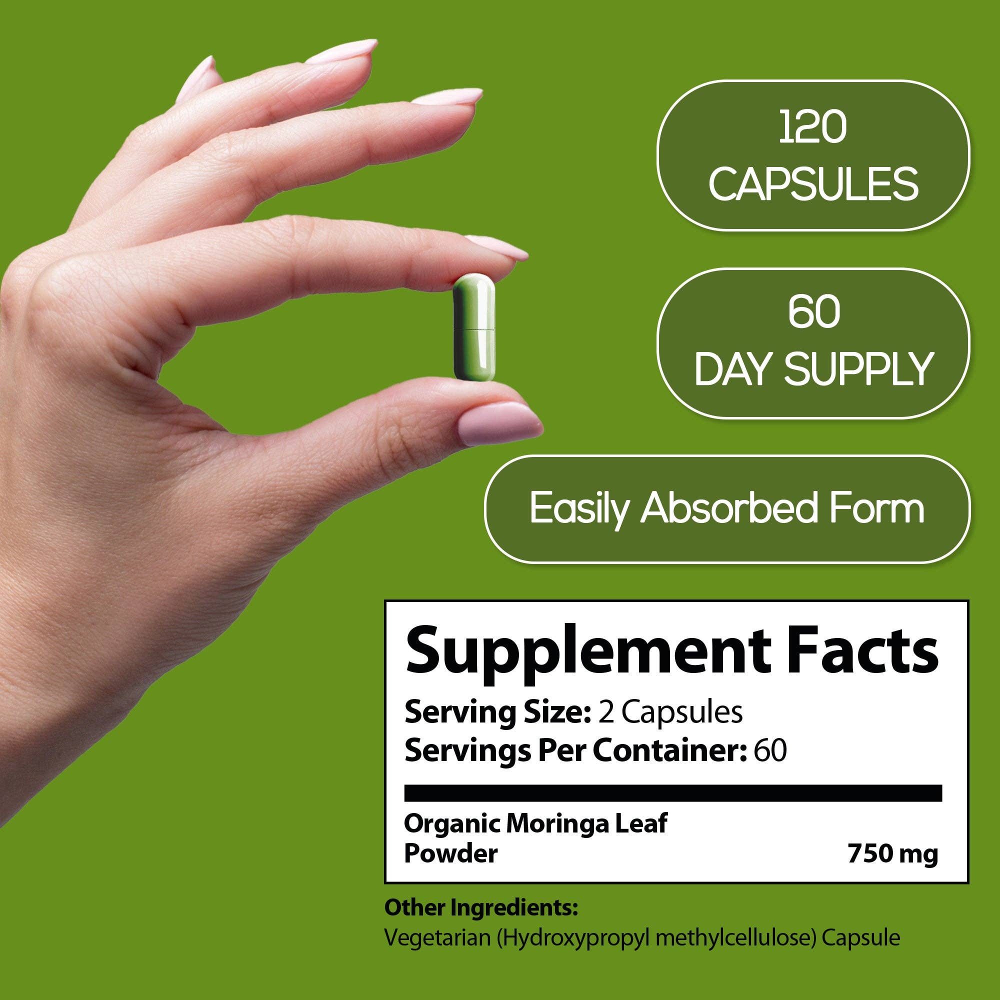 HARMONIFY – Großhandel Nahrungsergänzungsmittel/Vitamin zum Einnehmen – Moringa-Kapseln - Reines Moringa-Pulver - Unterstützt erholsamen Schlaf, Gelenkkomfort & gesunde Energielevel - 120 Moringa-Kapseln - Hergestellt in den USA, glutenfrei, gentechnikfrei6