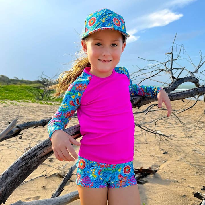 NEW! Rashie + Swim Shorts Set | Bush Blooms for wholesale by Tic Tas Togs