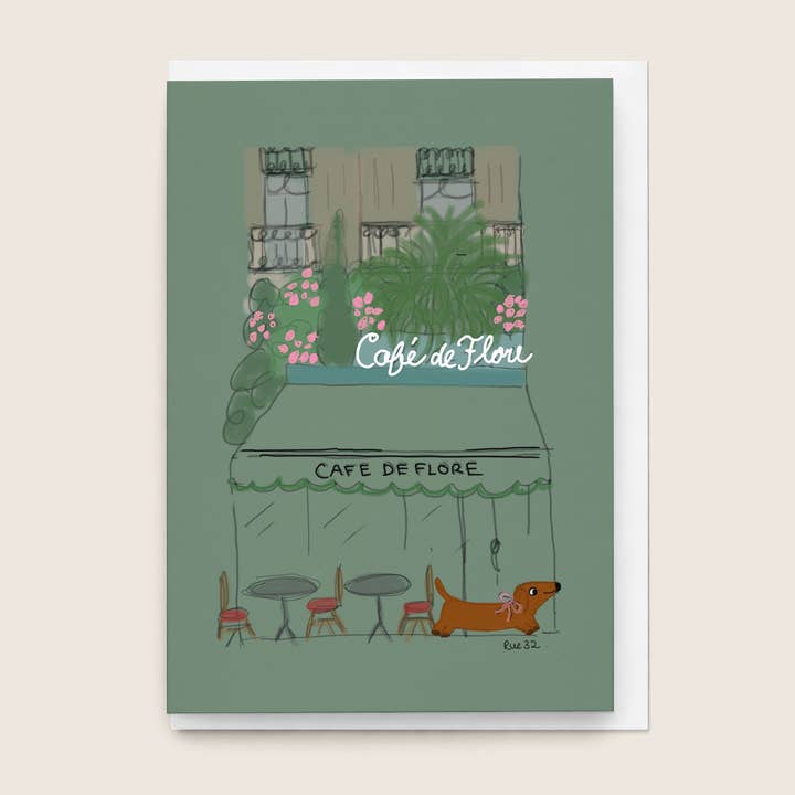 "Café de Flore” Greeting Cards for wholesale by Rue 32