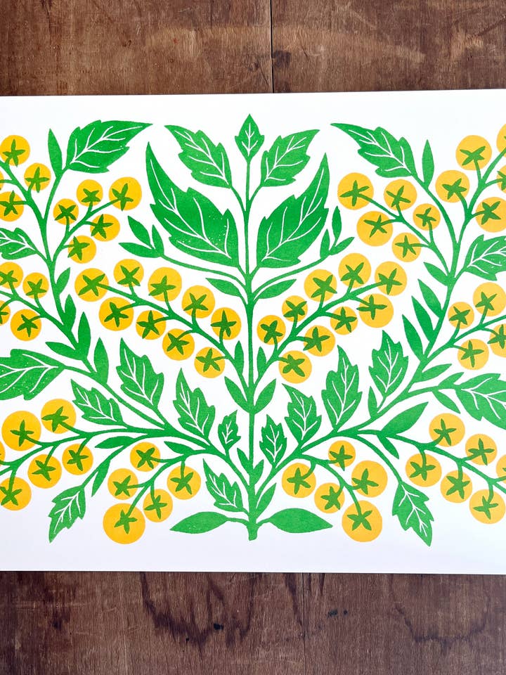 Garden Series: Sungold Tomato Risograph Print for wholesale by Katharine Watson