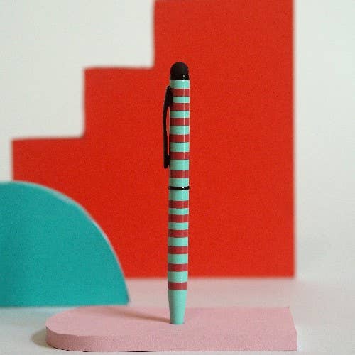 MANIFOL – Engroshandel Pen – Mini metallic kuglepen med stribet design3