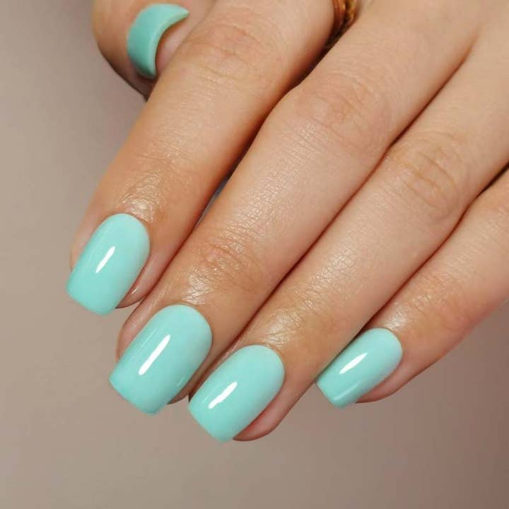 Blauwe Dromer Korte Vierkant • Zachte Gel Druknagels voor wholesale door MoYou London