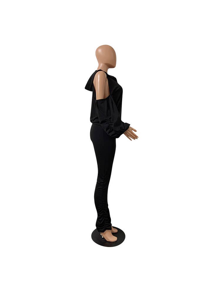 MB Fashion Wholesale - Wholesale Top & Pant Set (NOT Loungewear) - Women's - MB FASHION BACKLESS HOODIE RUFFLE SPLIT PANTS SET 813610