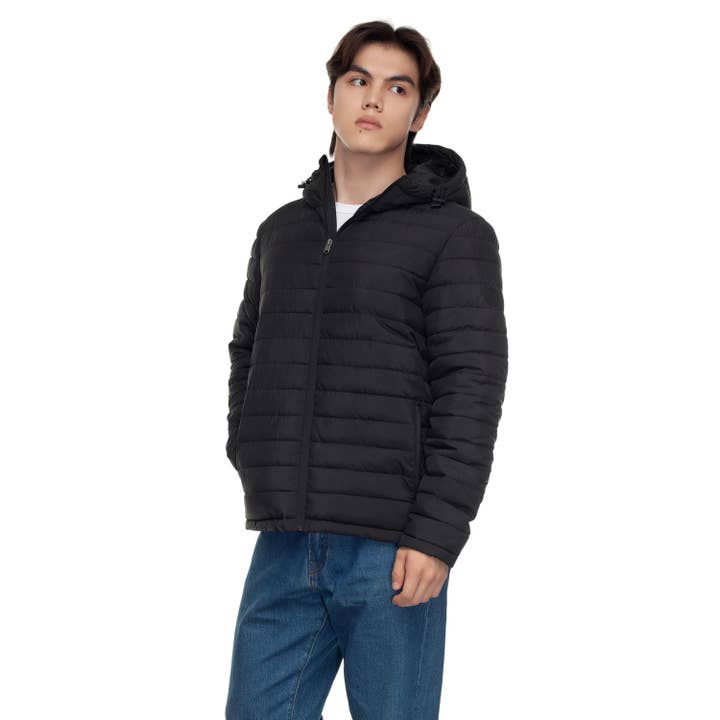 Rokka & Rolla - Wholesale Puffer Jacket - Men's - Men's Midweight Puffer Jacket Hooded Coat4