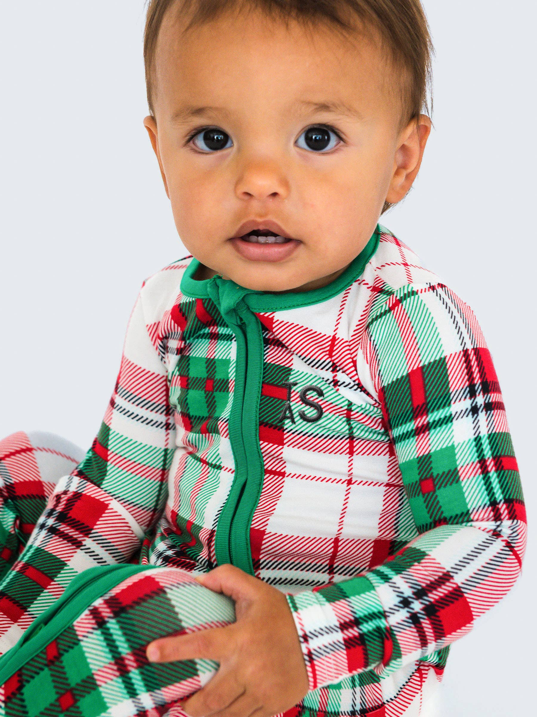 White SoftSnooze™ Baby Boys Cotton Modal Dashing Dreams Plaid Footed One Piece Pajama for wholesale on Faire4