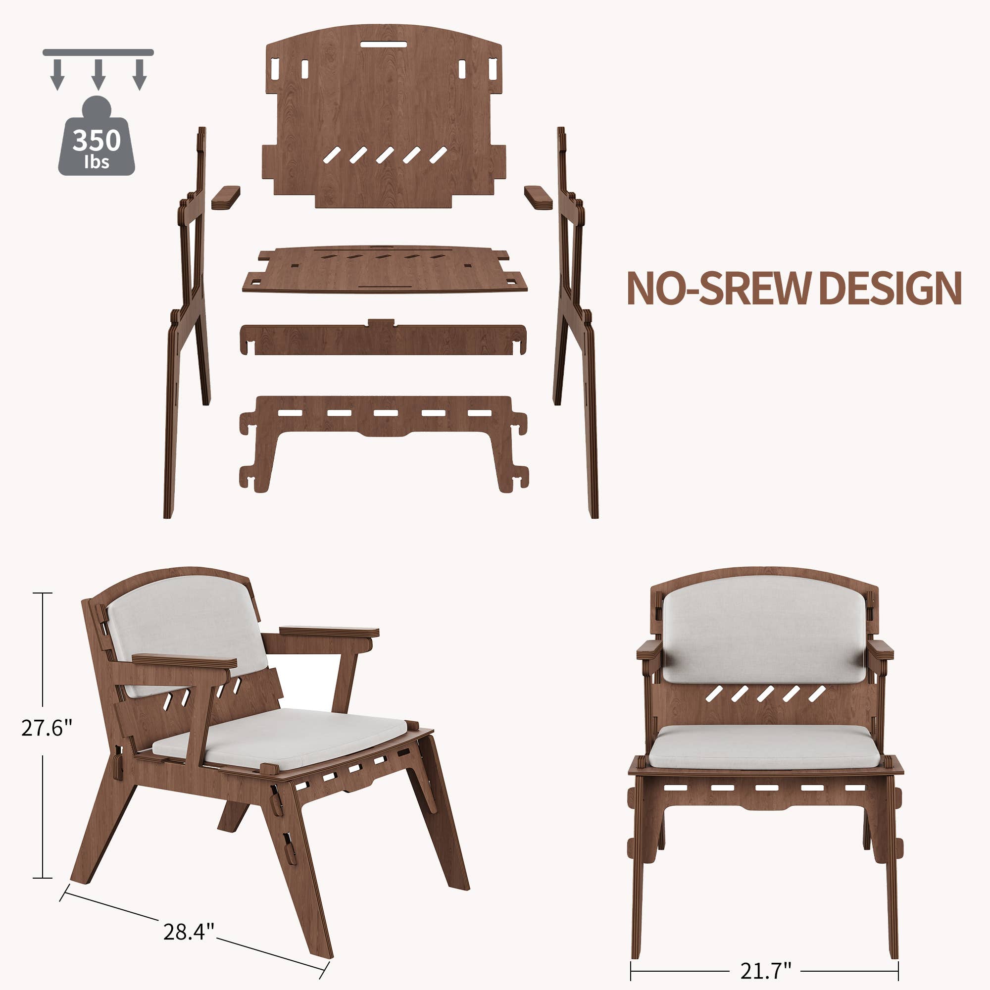 P | O Homeware - Wholesale Chair - Simple Walnut Look Accent Chair - Easy Assembly for Fun1