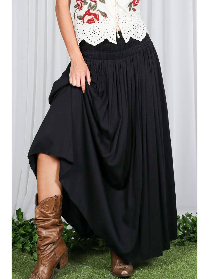 Vine & Love - Wholesale Skirt - Women's - Casual Maxi Flowy Bohemian Renaissance Long Skirt VS82940