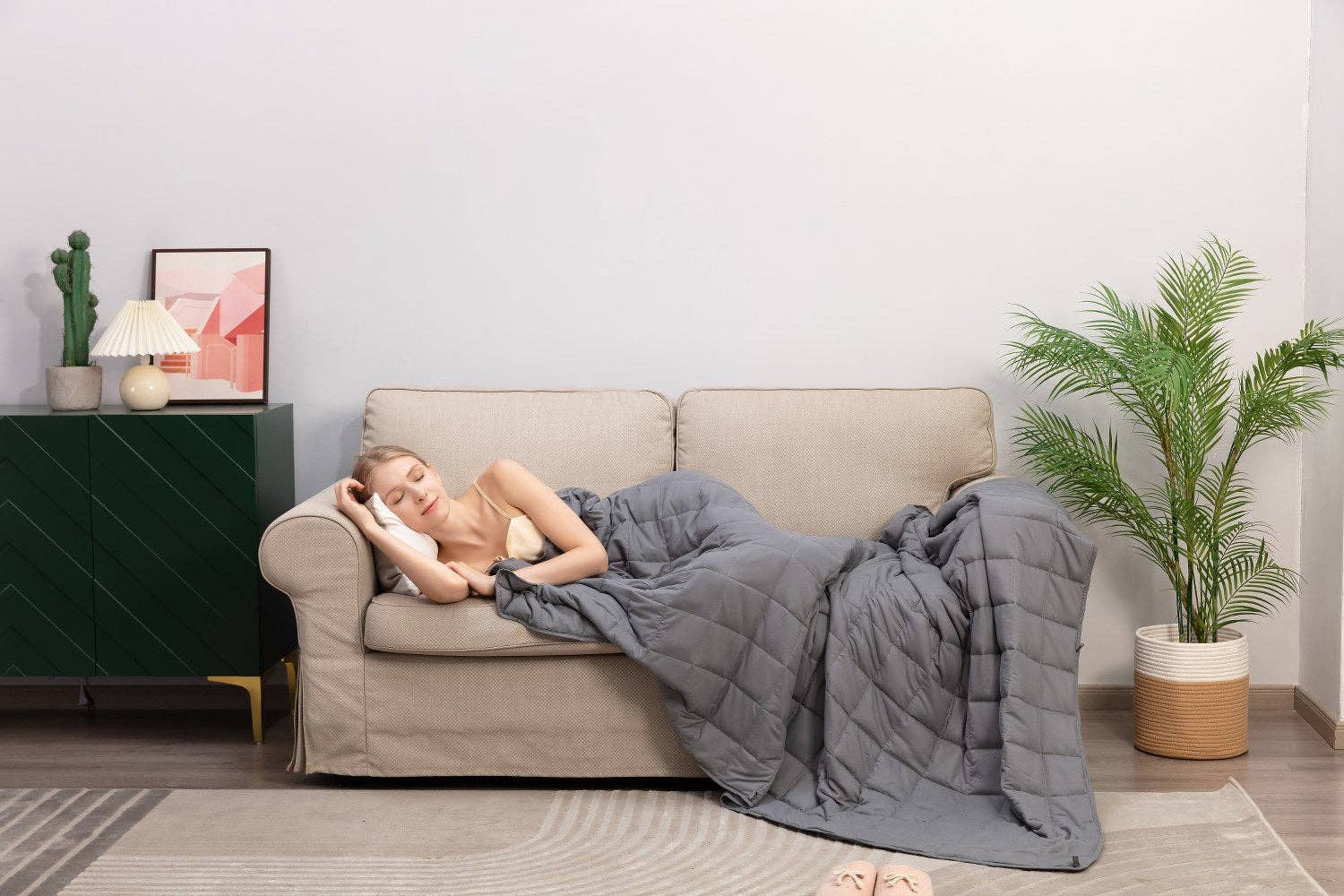 Okao Home Goods - Wholesale Bedding Blanket - Best Weighted Blanket King Size - Cool Bamboo Gray Comforter for Deep Relaxation4