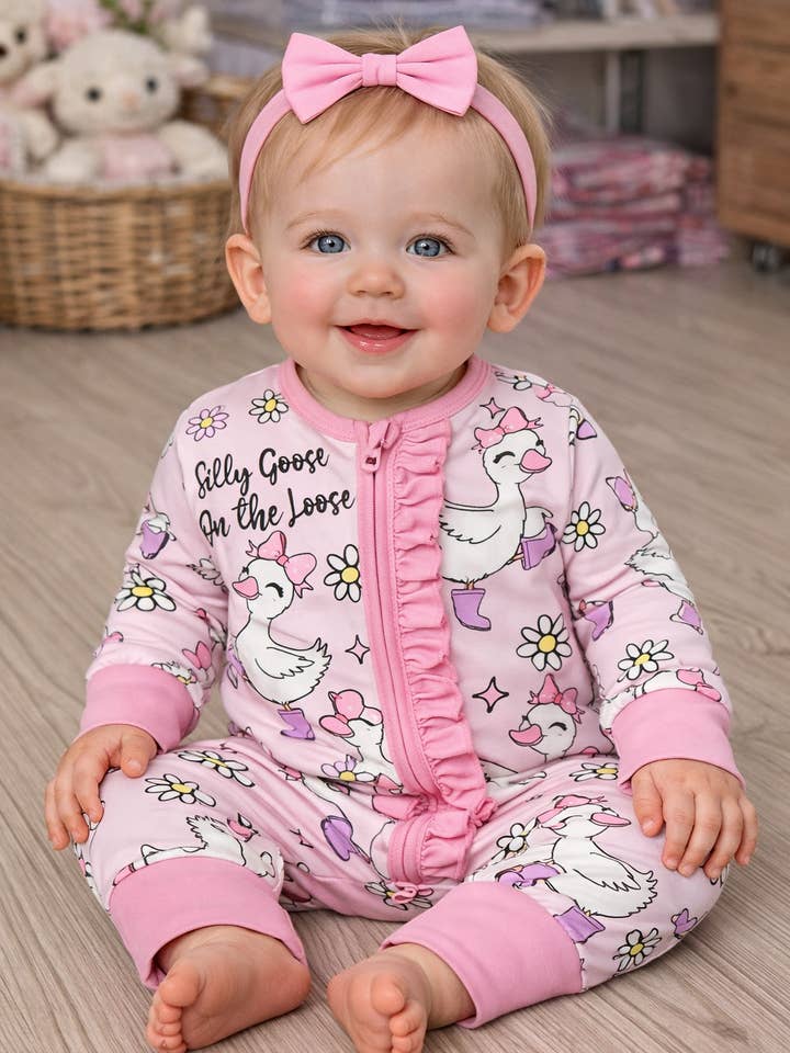 Silly Goose on the Loose Bamboo Romper
for wholesale by Little Bugz Boutique