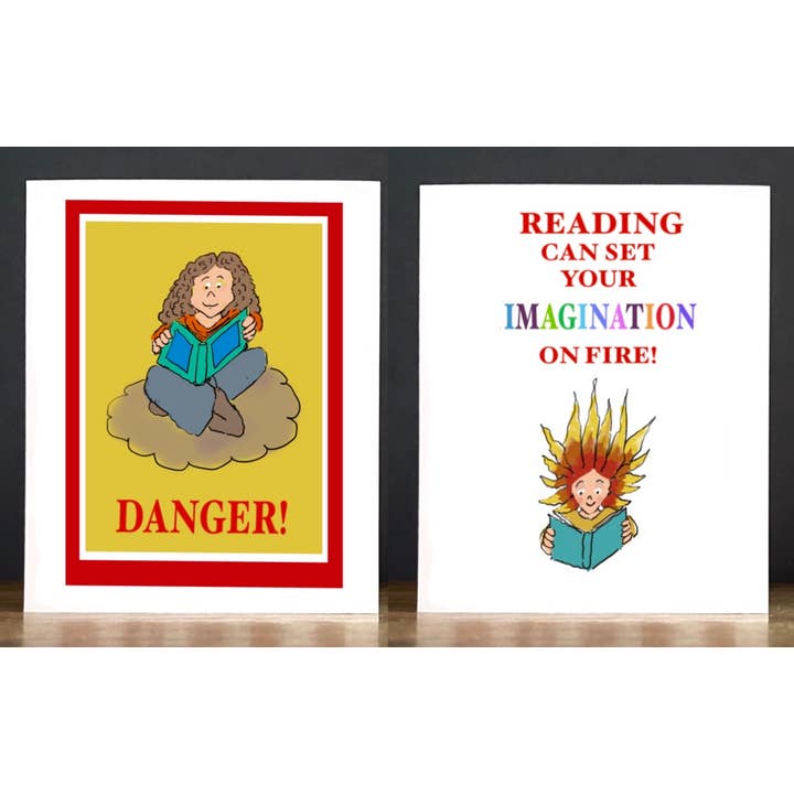 Cards by Charlot - Wholesale Encouragement Card - Reading = Imagination (Girl)