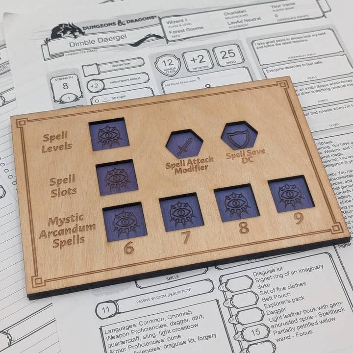 EBONWOOD - Wholesale Dice - Dungeons and Dragons 5e Class Spell Tracker - Spindown Dice Style5