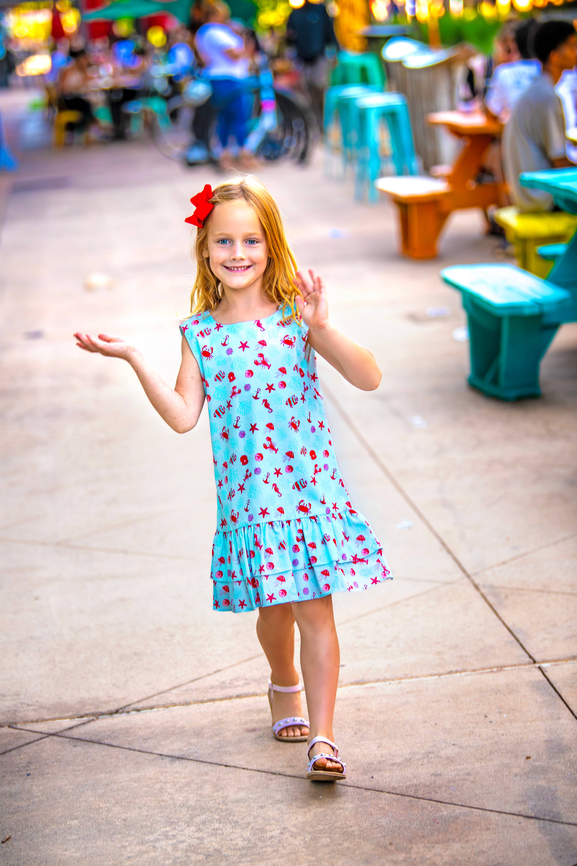 Minna - Wholesale Dress - Kids - Drop waist Dress - Summertime at the Cape Sea Creatures9