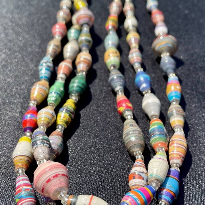 Extra-Long Paper Bead Necklace for wholesale by Project Lydia