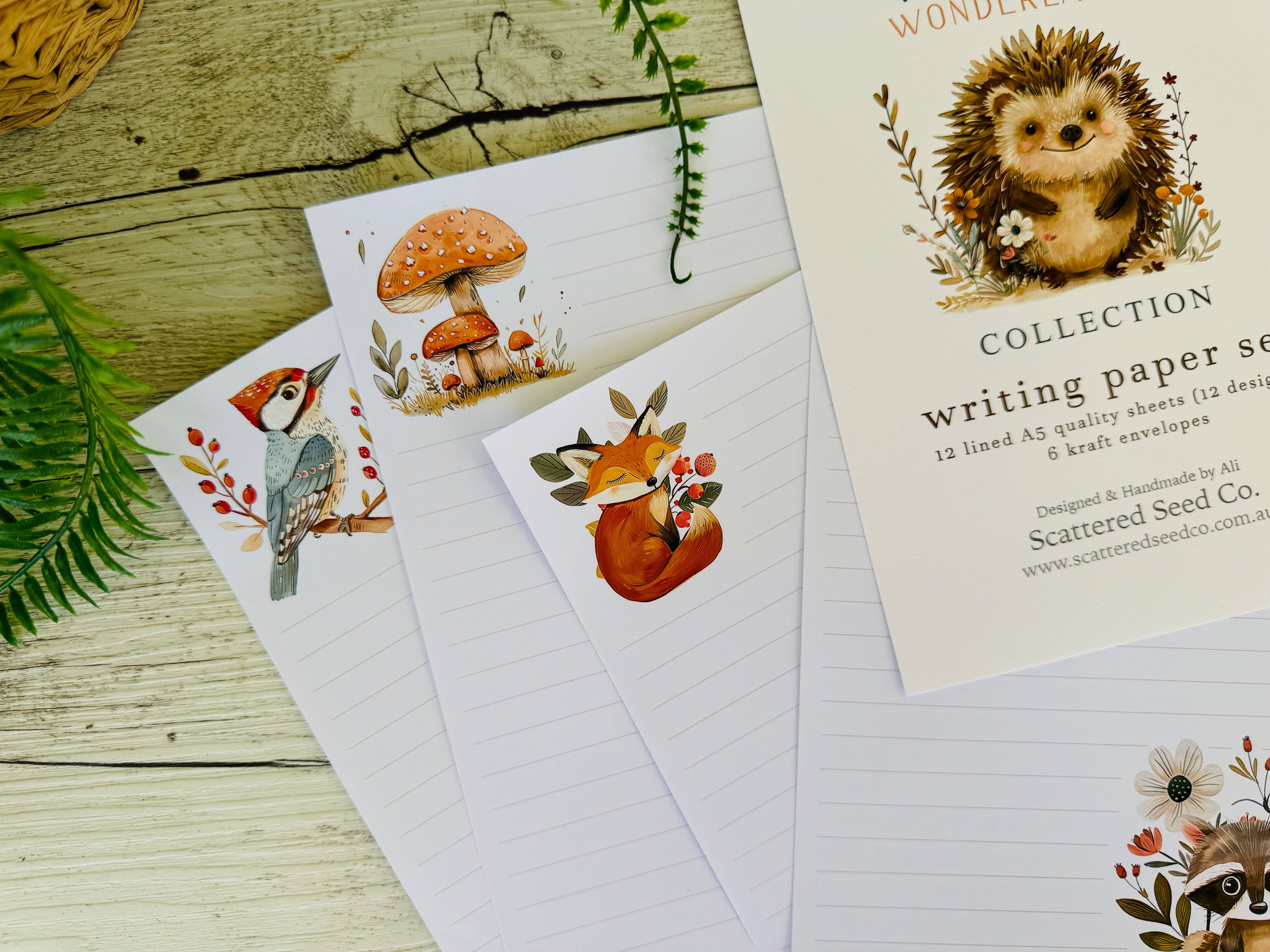 Scattered Seed Co - Wholesale Stationery/Notecard Set - WOODLANDS Wonderland Letter Writing Paper Set for kids7