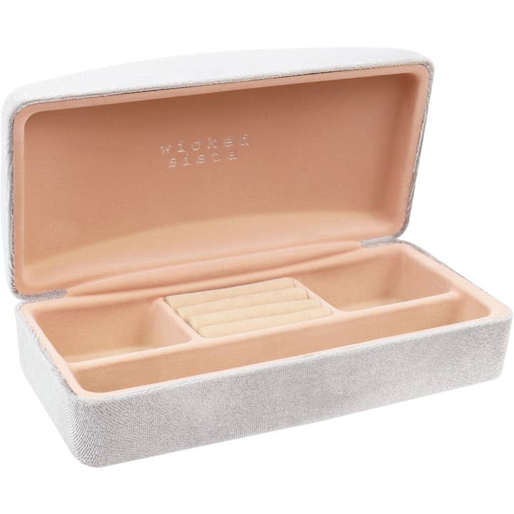 Wicked Sista Accessories - Wholesale Jewelry Box/Organizer - Velvet large jewellery case pearl grey jewellery box