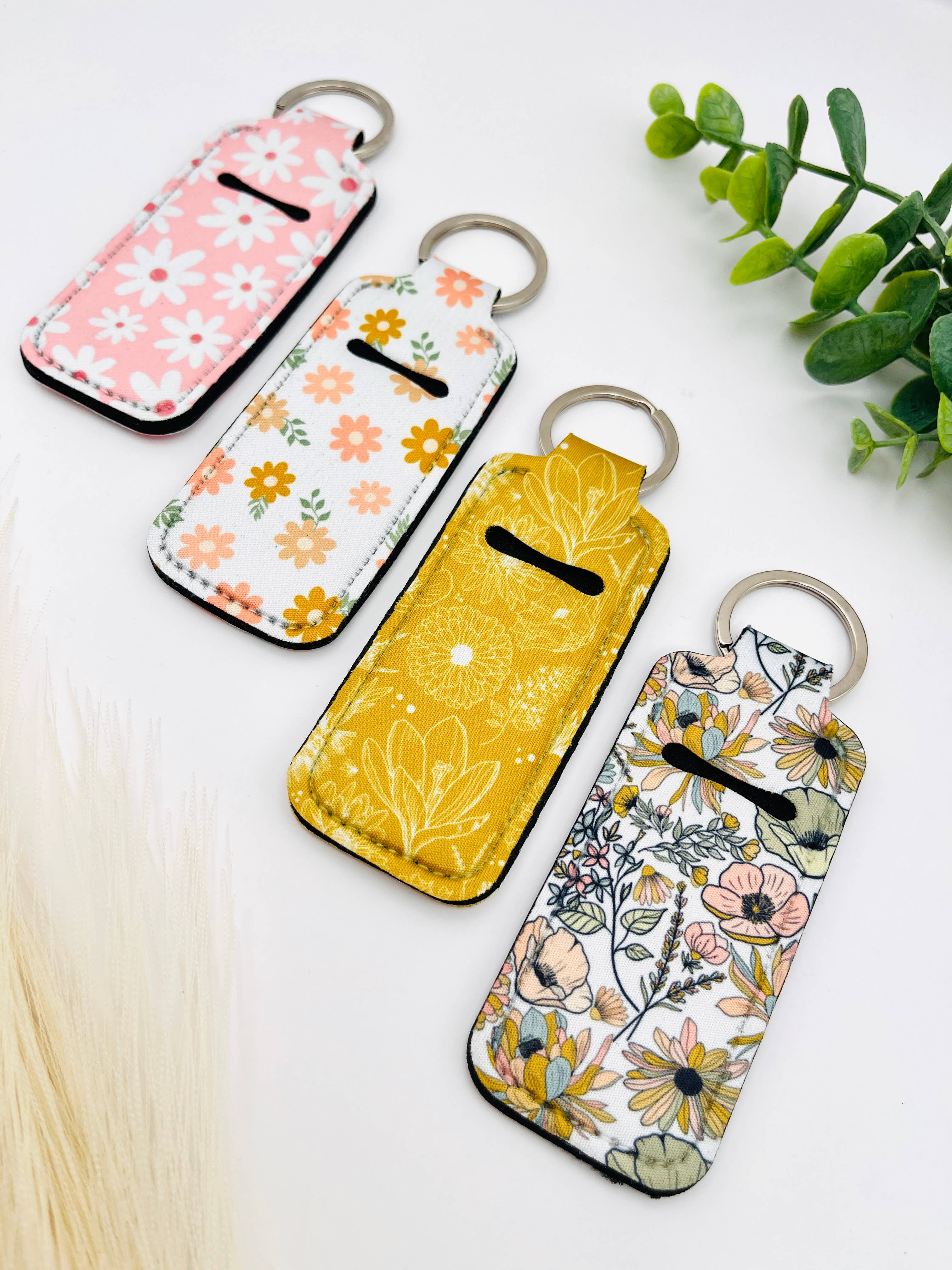 MarissaDDesigns - Wholesale Keychain - Women's - Chapstick Holder Keychain – Neutral, Floral & Bow Prints8