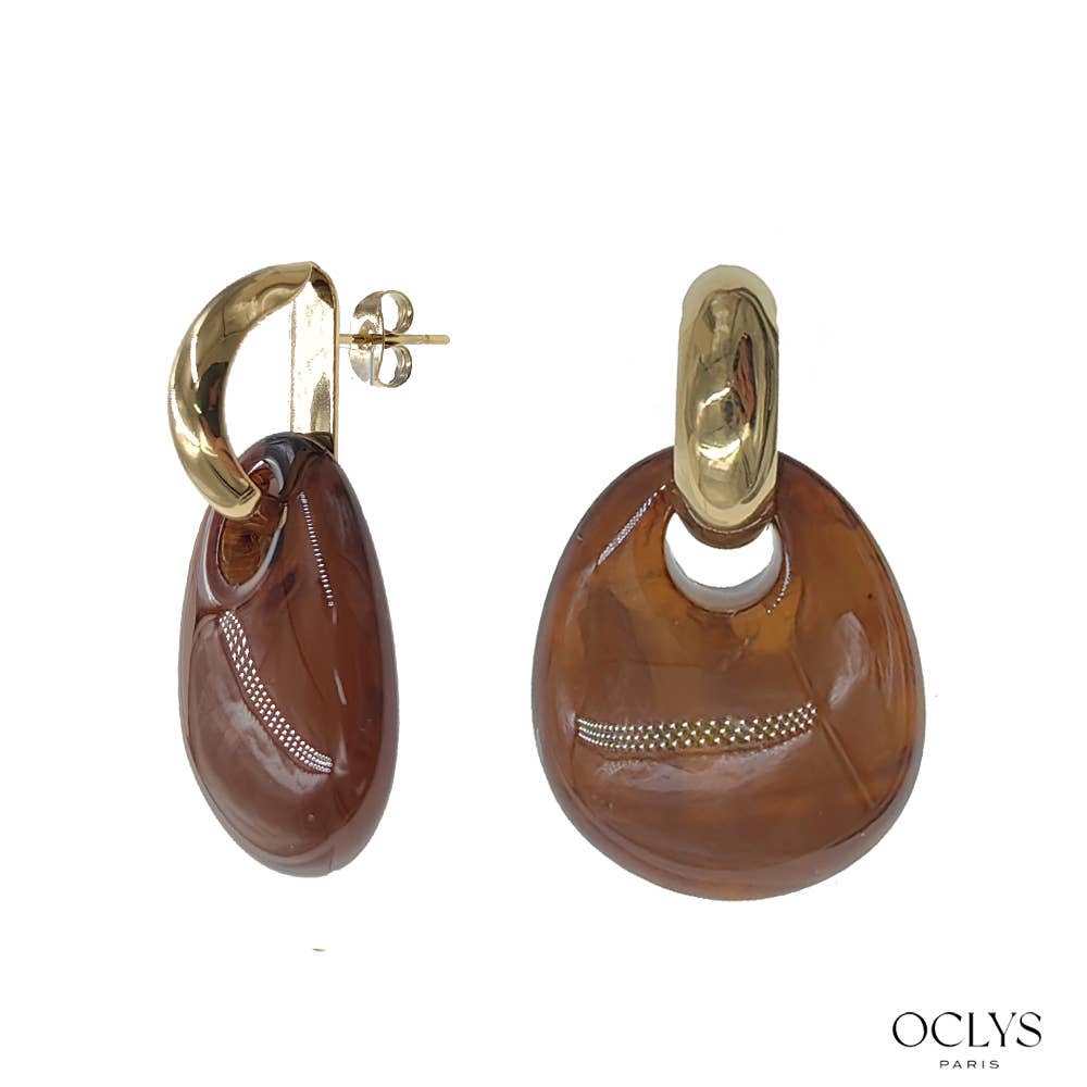 Oclys - Wholesale Hangende/ronde oorbellen - Oorbellen van hars en verguld roestvrij staal Paola5