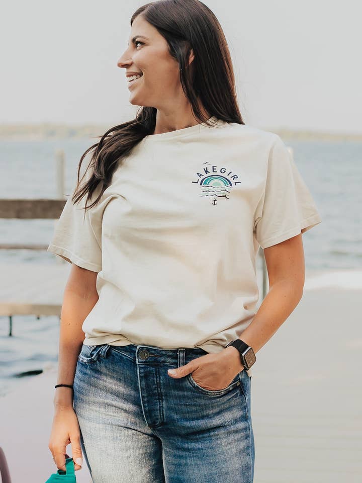 Lakegirl - Wholesale Screen Printed T-Shirt - Women's - Ringspun Short Sleeve Tee in Cappuccino1