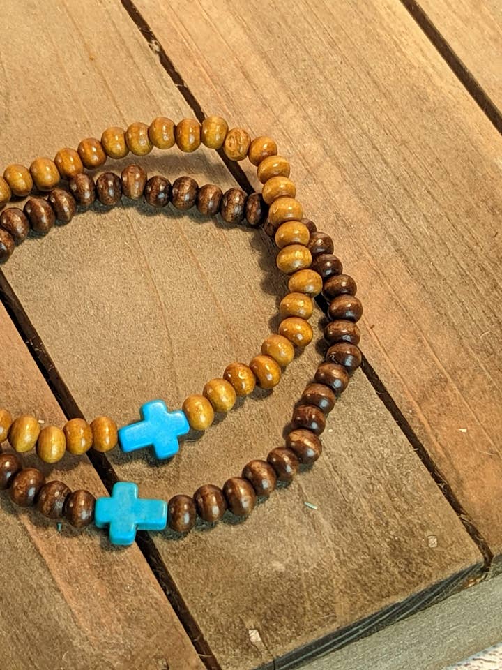 Turquoise Cross ( small) Diffuser Essential Oil Bracelet for wholesale by KimiJean Creations
