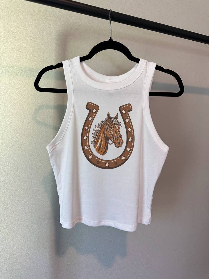 Horseshoe Cropped Tank for wholesale by Gunpowder and Glam Boutique