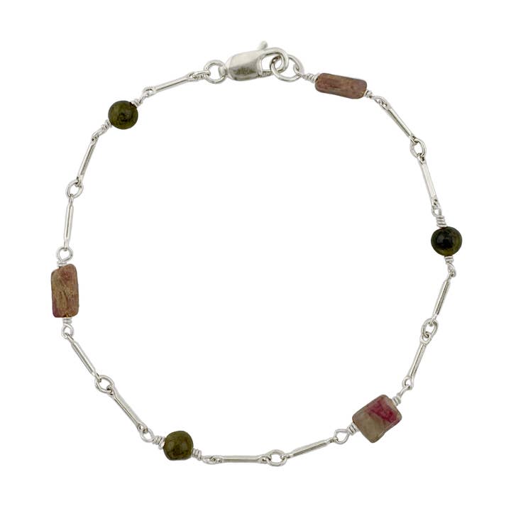 Pulseira de Corrente com Turmalina em Prata ou Ouro Fill por atacado de Philippa Roberts