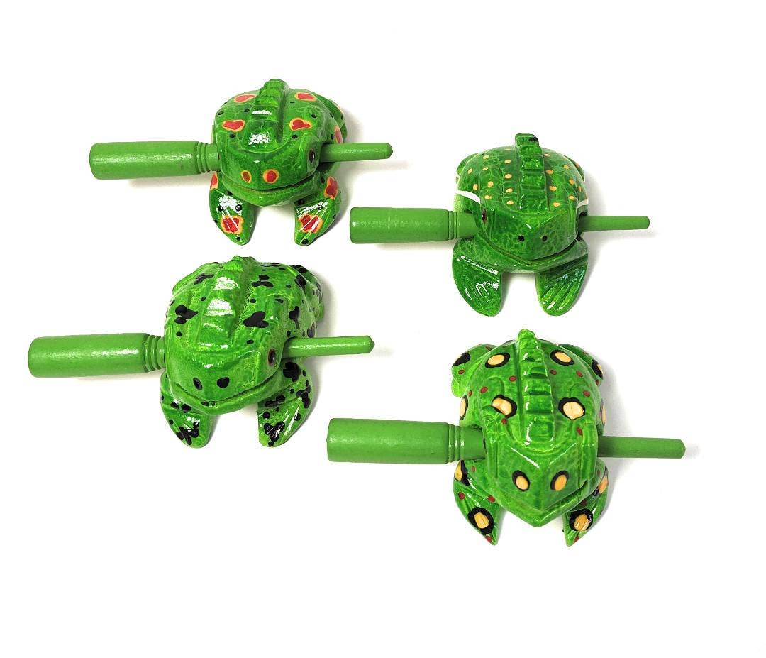 A Lost Art - Wholesale Musical Toy - Kids & Baby - 3 inch Assorted Green Spotted Croaking Musical Frog Drum0