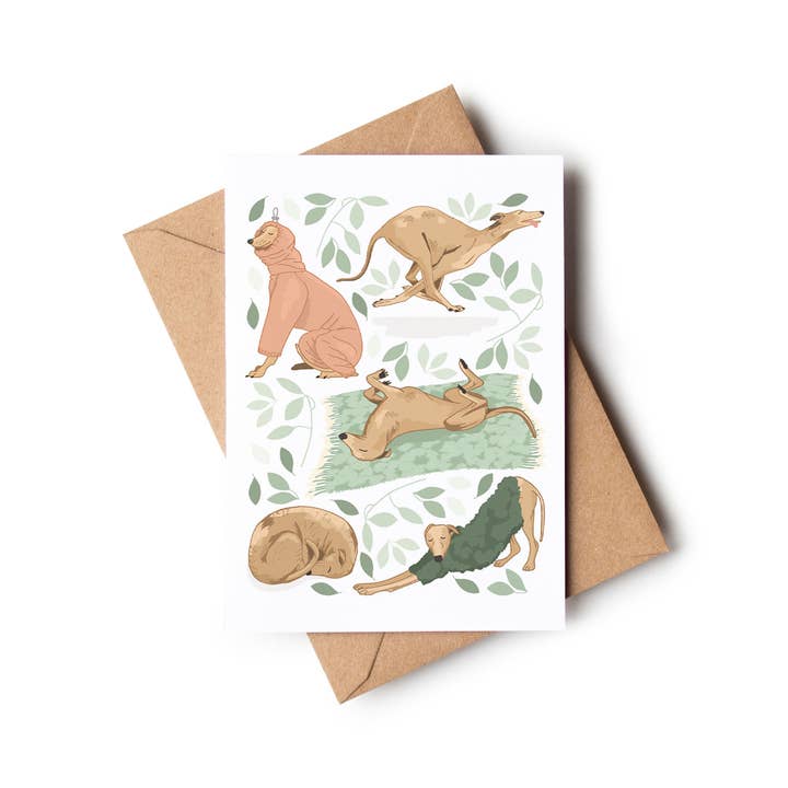 Wildwood Paper - Wholesale Everyday Greeting Card - Tan Lurcher Sighthound Illustrated Dog Greeting Card