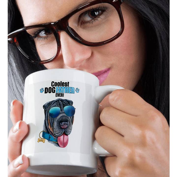 3dRose - Wholesale Coffee Mug - 3dRose, A Black Shar Pei Dog in Sunglasses to Celebrate a Cool Dad Fathers Day, Mug9