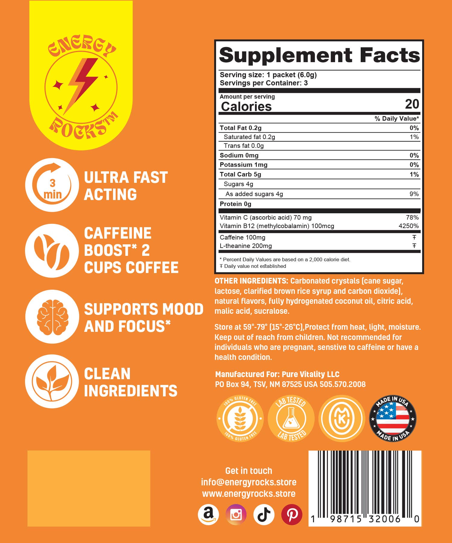 Energy Rocks - Wholesale Snack Bar - Energy Rocks™ 3-pack Hang Hole Pineapple Mango2