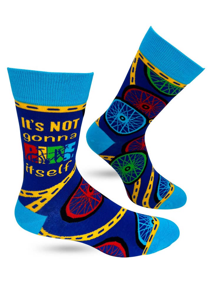 It's Not Gonna Ride Itself Men's Novelty Crew Socks for wholesale by Fabdaz
