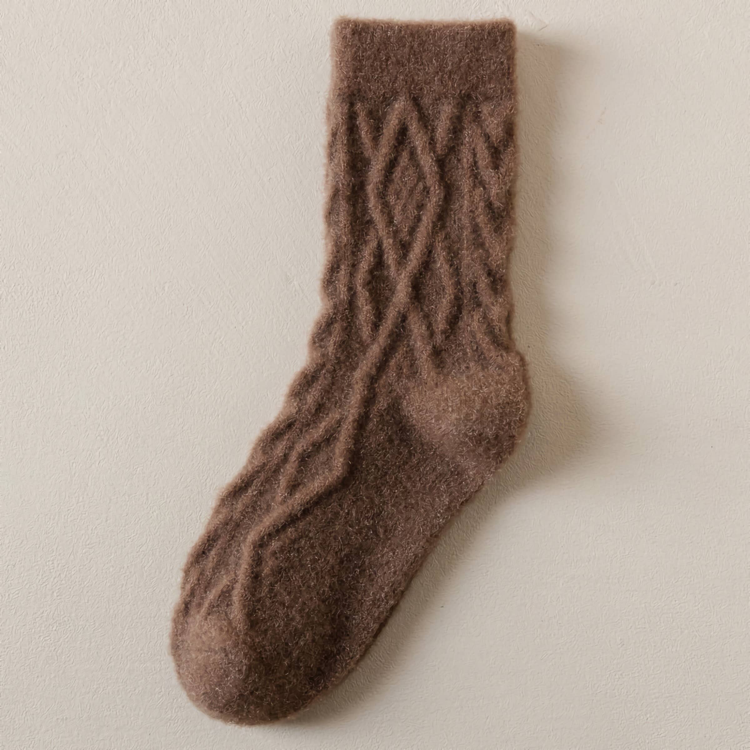 Happy Knits - Wholesale Socks - Women's - Women's Winter Wool Socks - Thick Cable Knit Warm Socks5